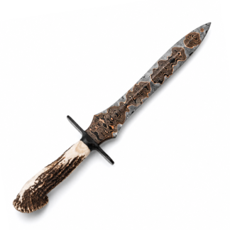 Adaga Tiger Aço Damasco com Cobre 12 Polegadas - Chifre de Cervo