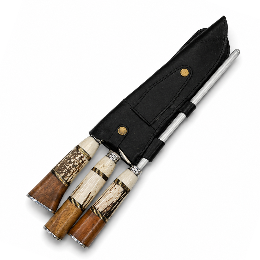 Kit Churrasco Aço Inox 3 Peças 10 Polegadas (Faca, Garfo e Chaira) - Cabo Premium Kit Churrasco Aço Inox 3 Peças 10 Polegadas (Faca, Garfo e Chaira) - Cabo Premium - Imagem 2