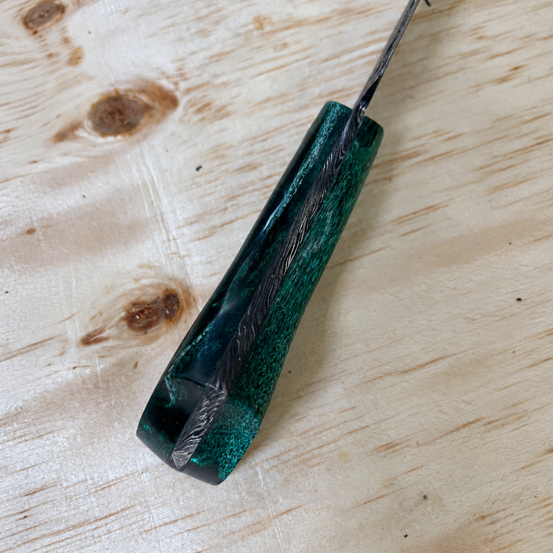 Faca Artesanal Aço Damasco Padrão Pluma 9,5 Polegadas - Cabo Premium Faca Artesanal Aço Damasco Padrão Pluma 9,5 Polegadas - Cabo Premium - Imagem 4