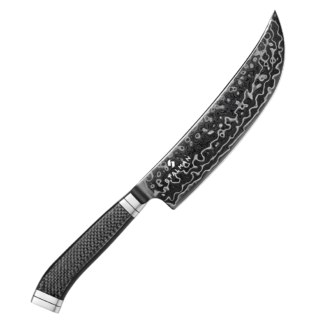 Faca Aço Damasco M390 Viking 7,5 Polegadas - Fibra de Carbono