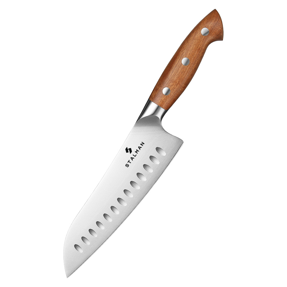 Faca Santoku 7 Polegadas - Cabo em Madeira Vermelha Faca Santoku 7 Polegadas - Cabo em Madeira Vermelha
