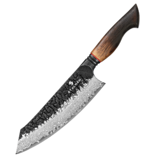 Faca Aço Damasco Santoku 7,5 Polegadas - Carvalho Queimado