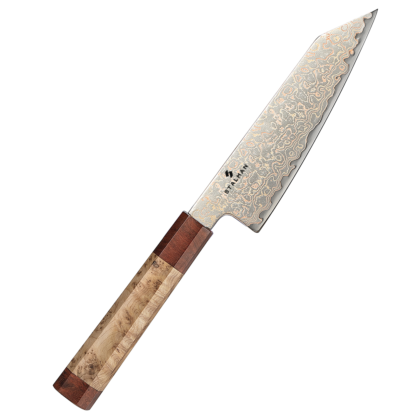Faca Aço Damasco com Cobre Bunka 6,5 Polegadas - Sicômoro e Padauk