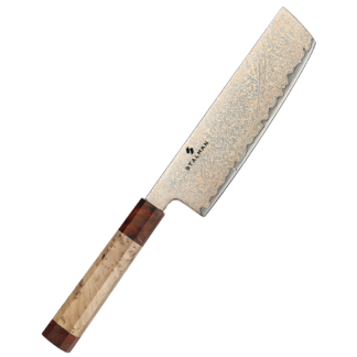 Faca Aço Damasco com Cobre Nakiri 7 Polegadas - Sicômoro e Padauk