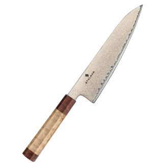 Faca Aço Damasco com Cobre Chef 8 Polegadas - Sicômoro e Padauk