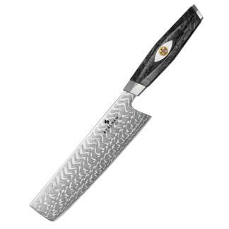 Faca Aço Damasco M390 Nakiri 7 Polegadas - Fibra de Carbono