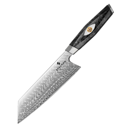 Faca Aço Damasco M390 Bunka 7 Polegadas - Fibra de Carbono