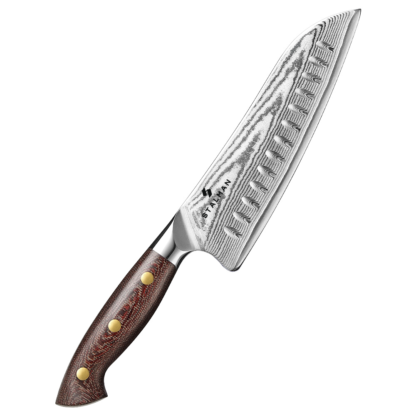Faca Aço Damasco Santoku 7 Polegadas - Cabo em Micarta