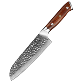 Faca Aço Damasco Santoku 7 Polegadas - Cabo em Ironwood