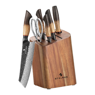 Conjunto de Facas Aço Damasco 7 Peças - Suporte para Facas