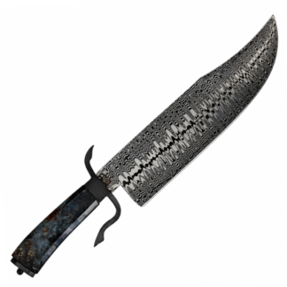 Faca Bowie Aço Damasco 12" 6mm - Cabo Albizia Burl