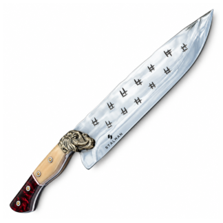 Picanheira Full Tang Aço Inox 10 Polegadas 4mm - Guarda em Latão em Forma de Animal e Cabo Híbrido
