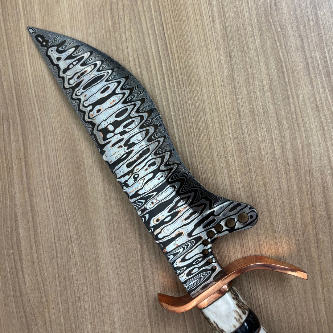 Faca Bowie Tiger Damasco 10" 4,5mm Cabo Premium DM35 1