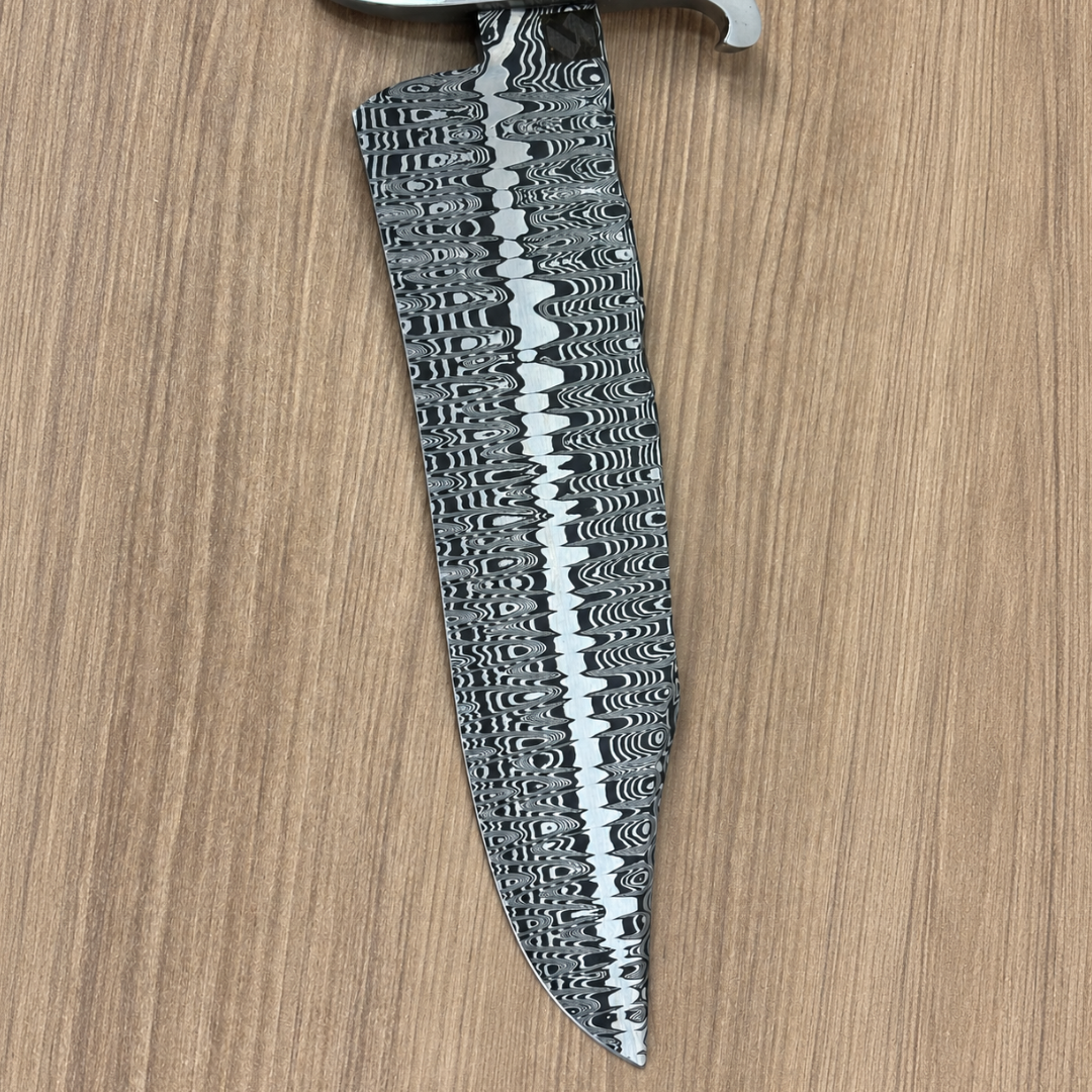 Faca Bowie Aço Damasco 10" 6mm - Cabo Spalted Estabilizado FCDM1034 2