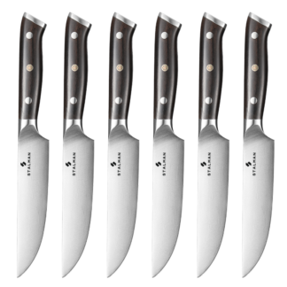 Conjunto de Facas para Carne 6 Peças - Cabo em Ébano Natural