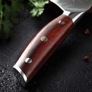 Faca Aço Damasco Santoku 7 Polegadas - Cabo em Jacarandá SB27 RS 1
