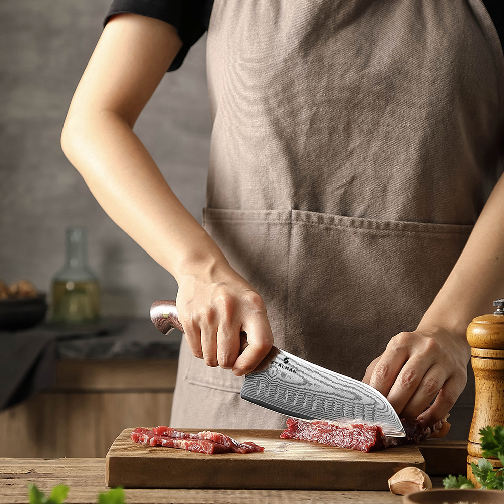 Faca Aço Damasco Santoku 7 Polegadas - Cabo em Micarta SX02M RS 1