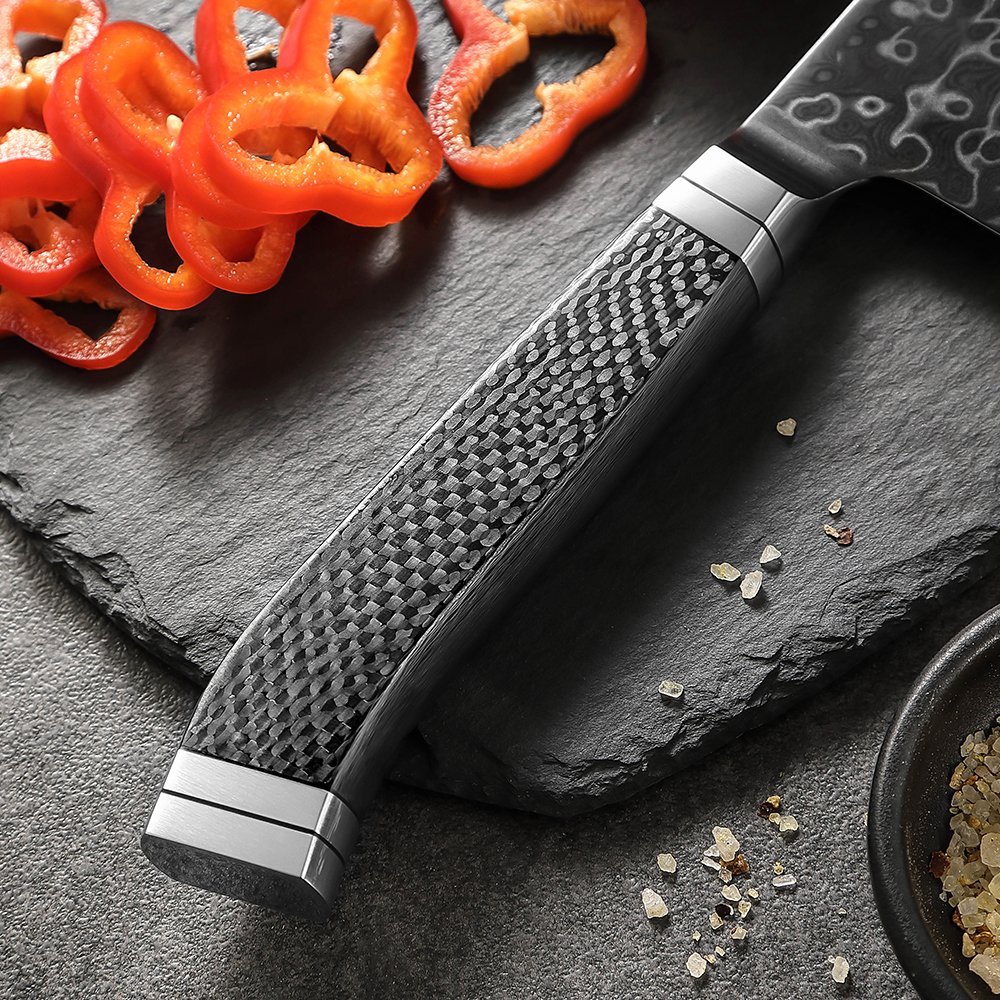 Faca Aço Damasco M390 Chef 8 Polegadas - Fibra de Carbono X10 8 inch chef knife 厨师刀 main Stalman 4